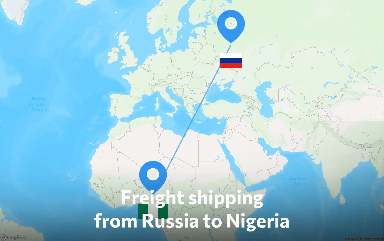 Shipping route from Russia to Nigeria