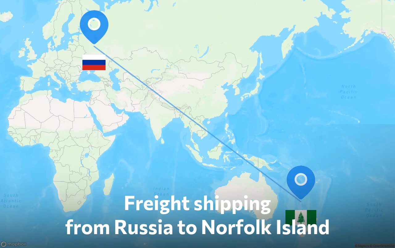 Shipping route from Russia to Norfolk Island