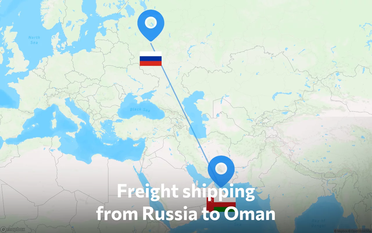 Shipping route from Russia to Oman