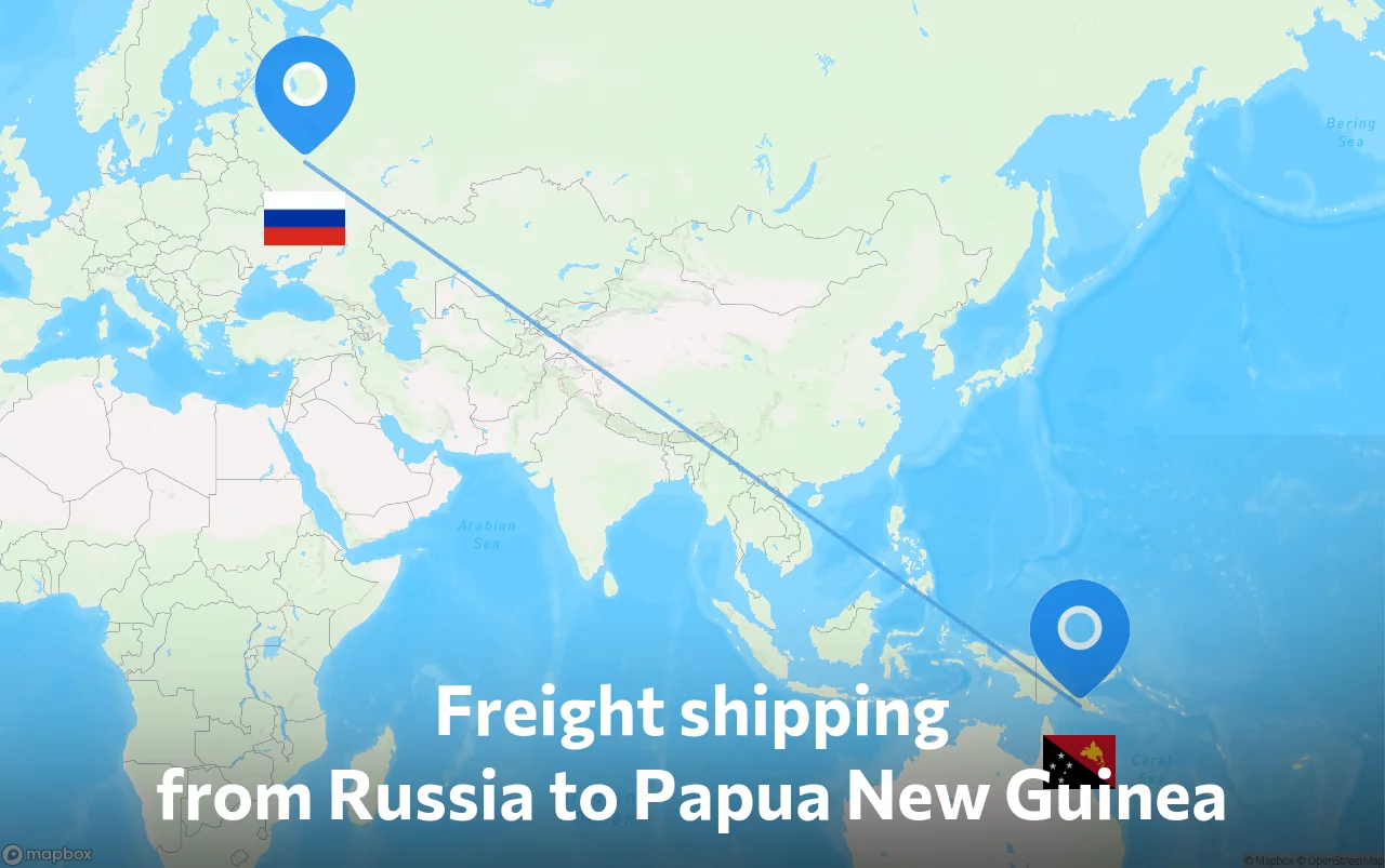 Shipping route from Russia to Papua New Guinea