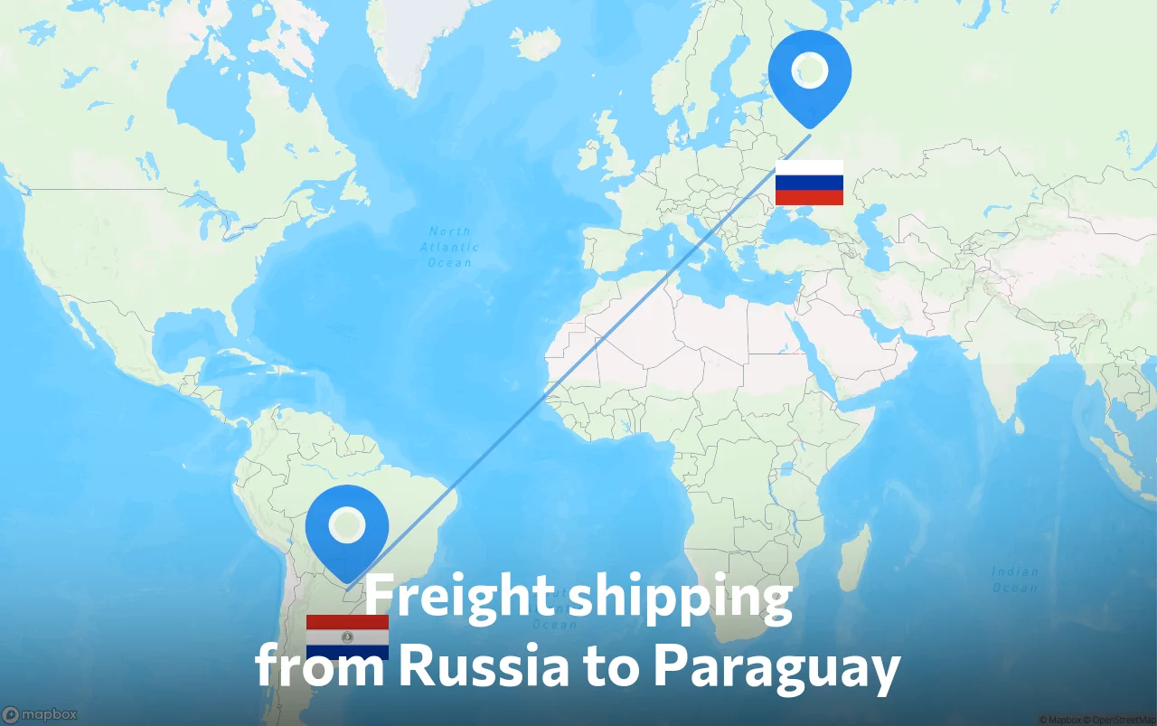 Shipping route from Russia to Paraguay
