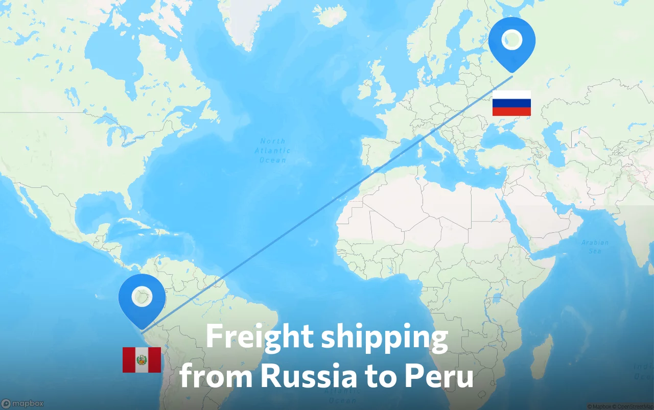 Shipping route from Russia to Peru