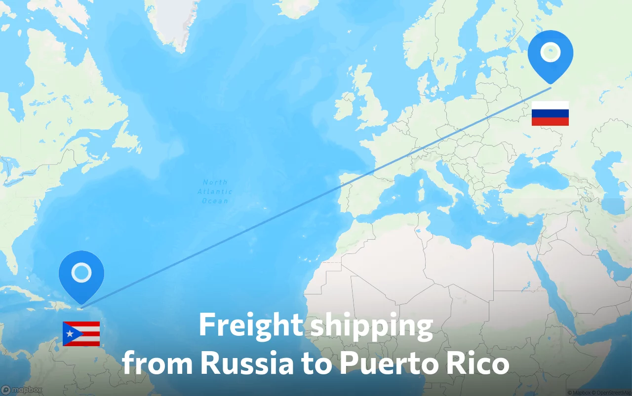 Shipping route from Russia to Puerto Rico