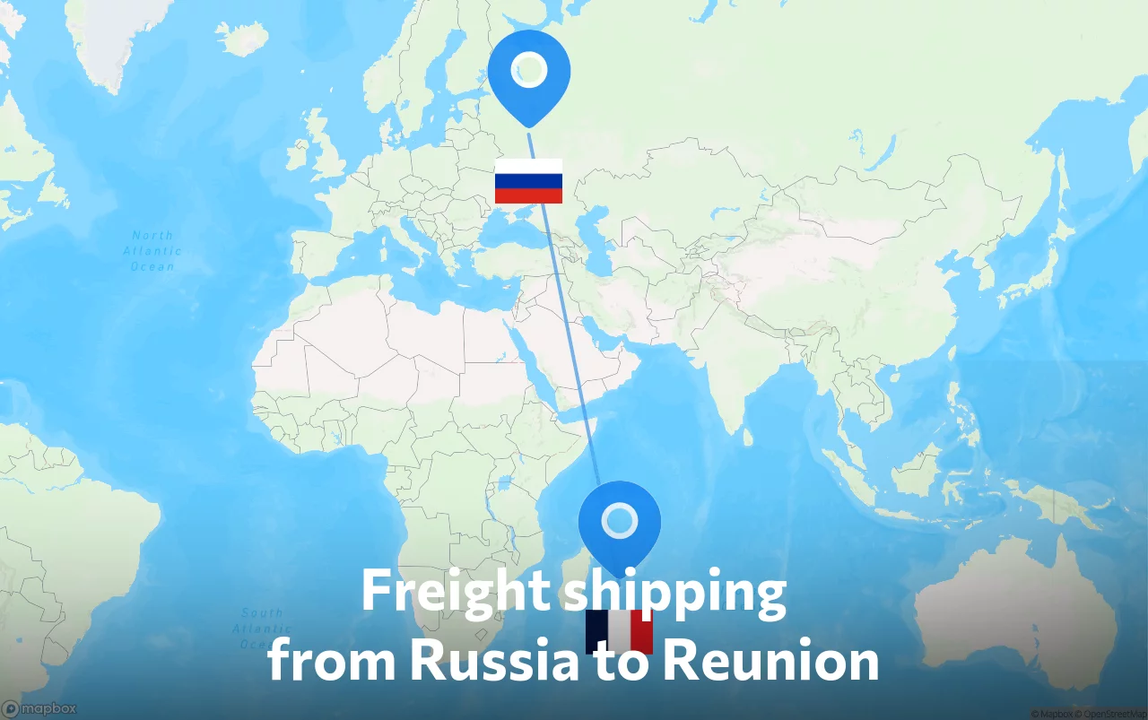 Shipping route from Russia to Reunion