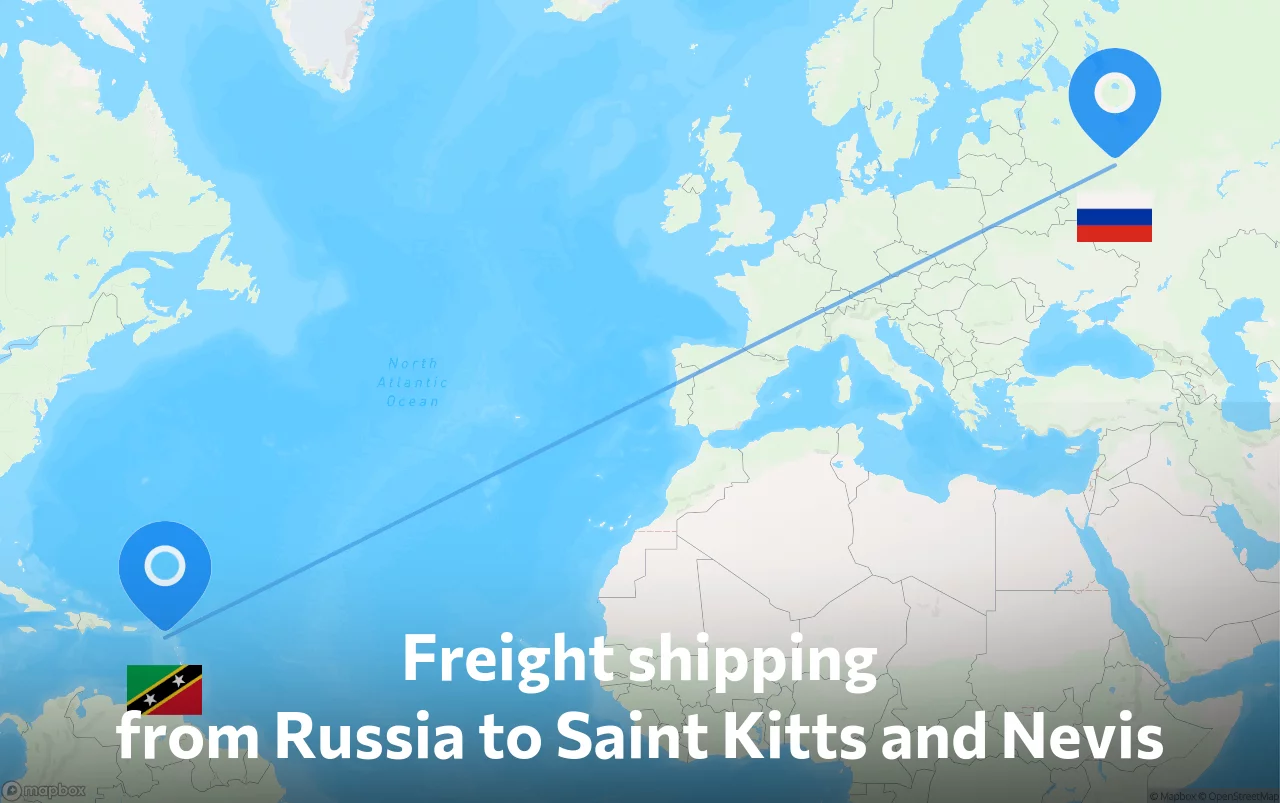 Shipping route from Russia to Saint Kitts and Nevis