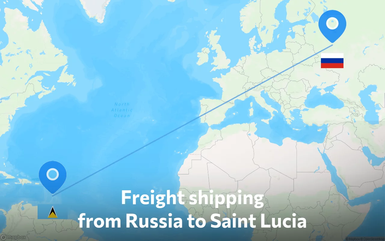 Shipping route from Russia to Saint Lucia