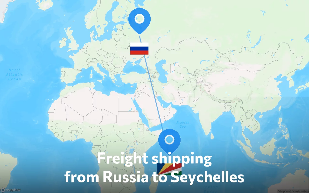 Shipping route from Russia to Seychelles
