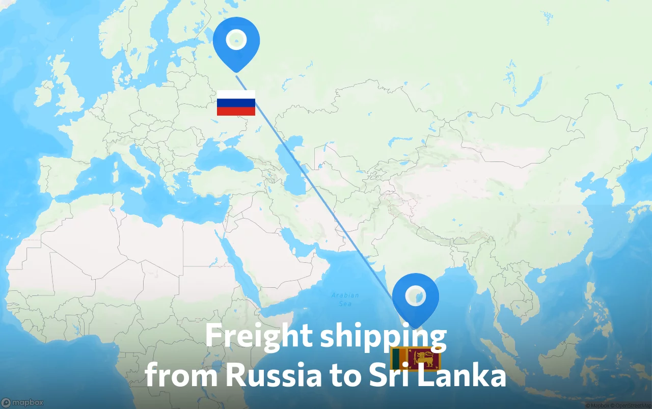 Shipping route from Russia to Sri Lanka