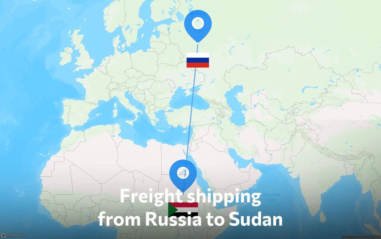 Shipping route from Russia to Sudan