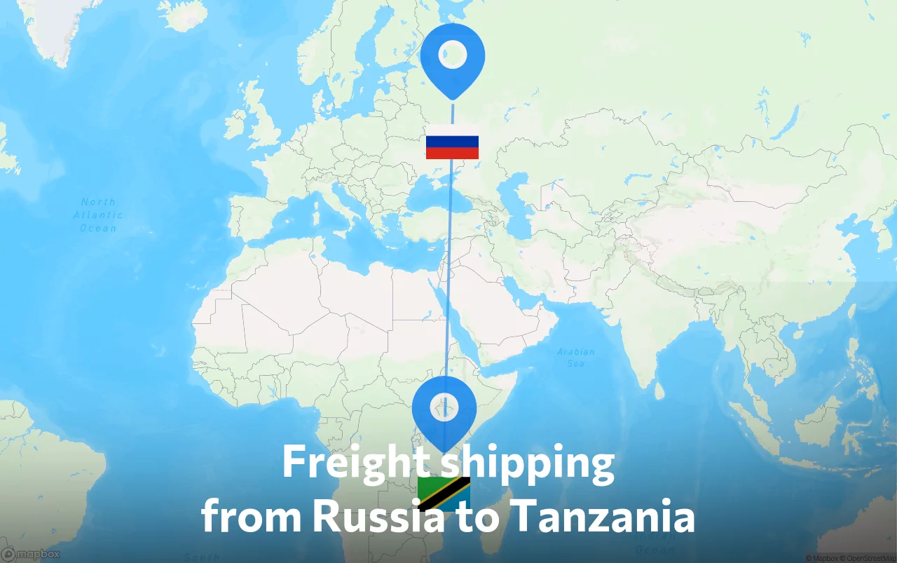 Shipping route from Russia to Tanzania
