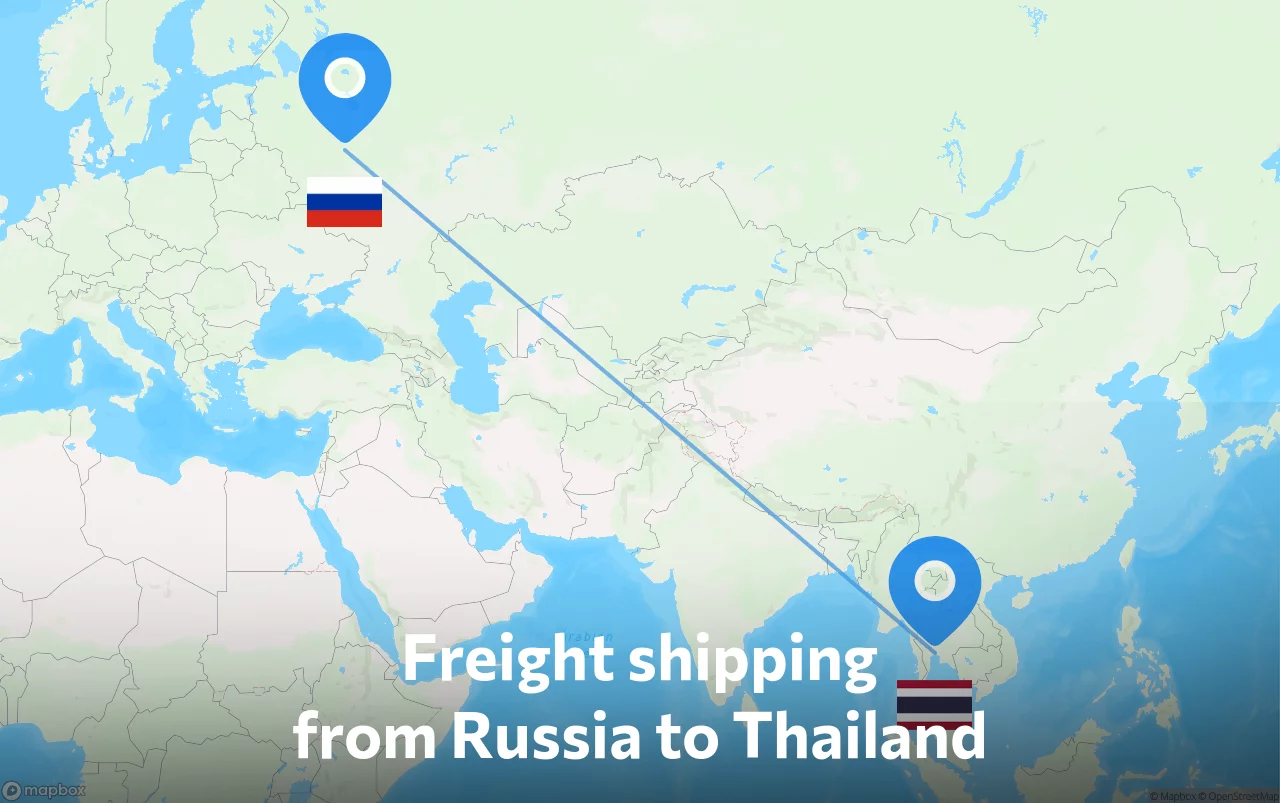 Shipping route from Russia to Thailand