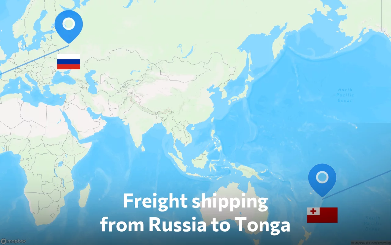 Shipping route from Russia to Tonga
