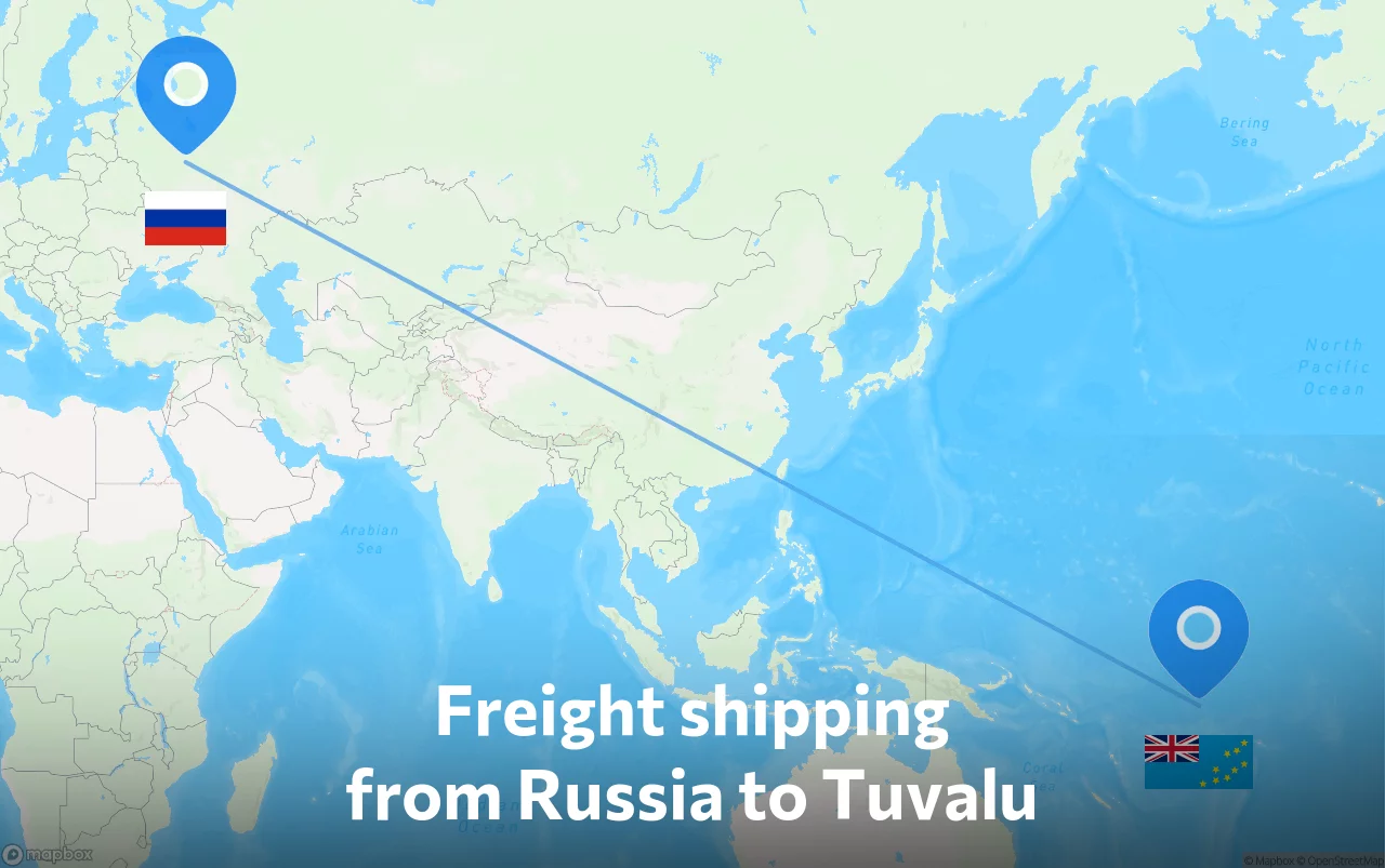 Shipping route from Russia to Tuvalu