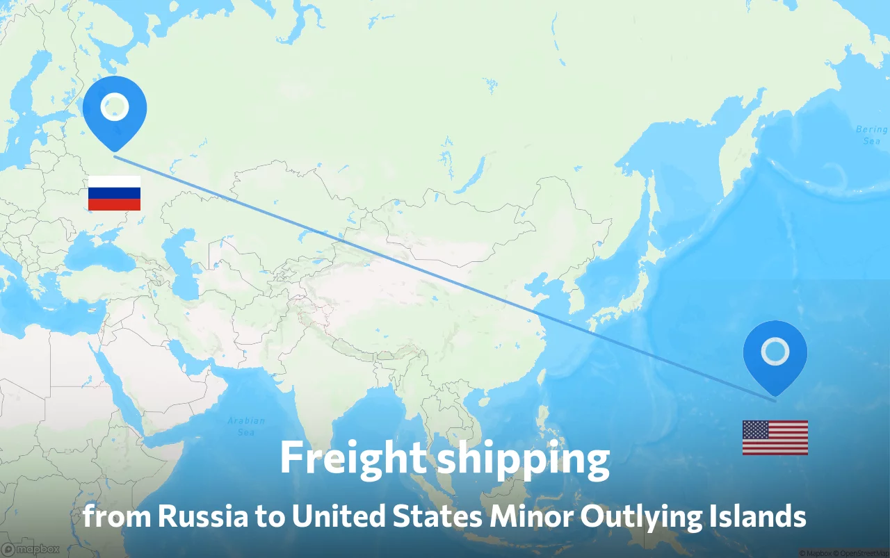 Shipping route from Russia to United States Minor Outlying Islands