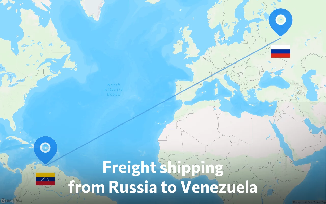 Shipping route from Russia to Venezuela