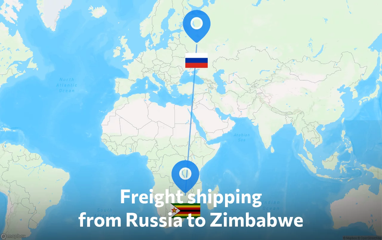 Shipping route from Russia to Zimbabwe