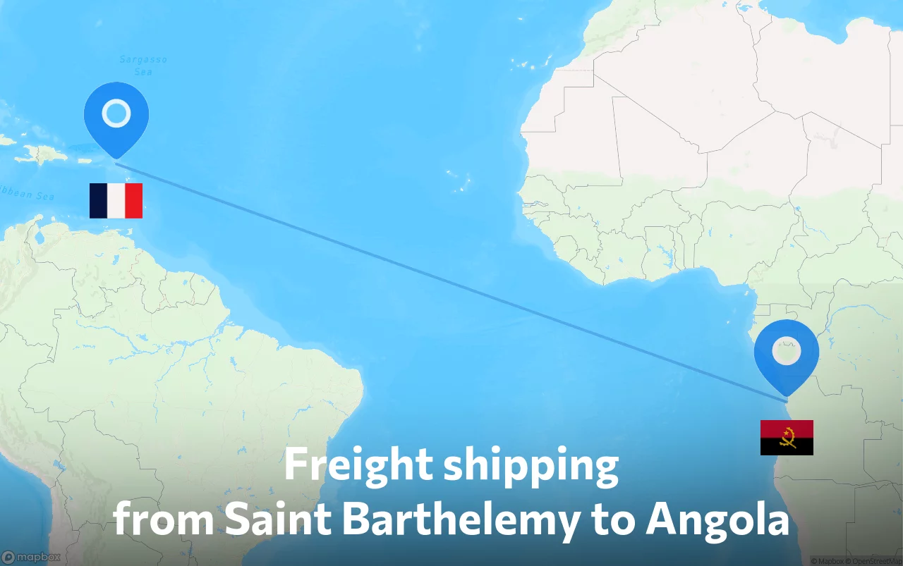 Shipping route from Saint Barthelemy to Angola