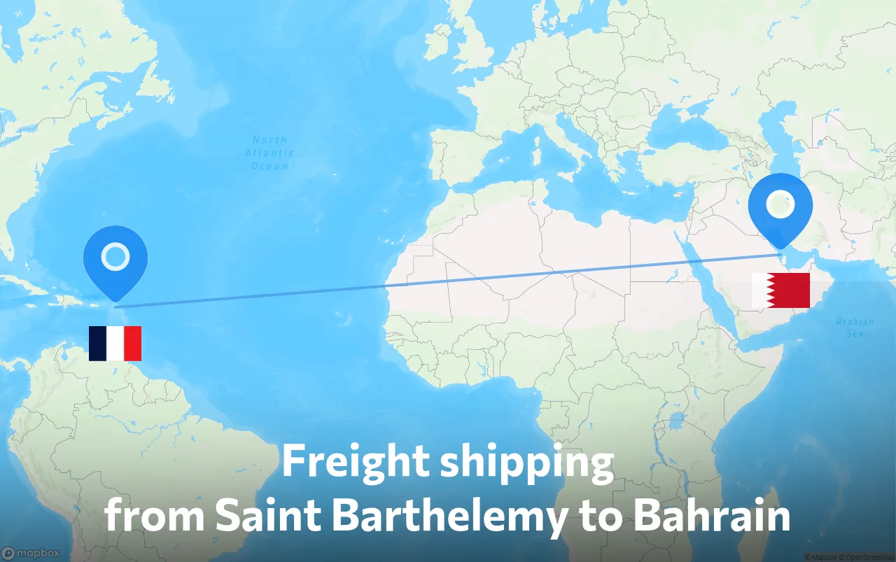Shipping route from Saint Barthelemy to Bahrain
