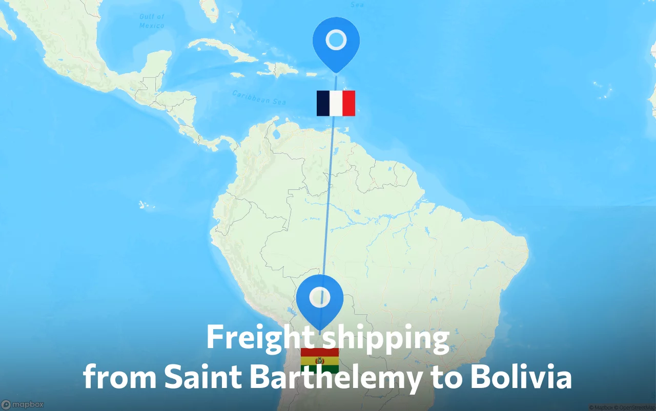 Shipping route from Saint Barthelemy to Bolivia