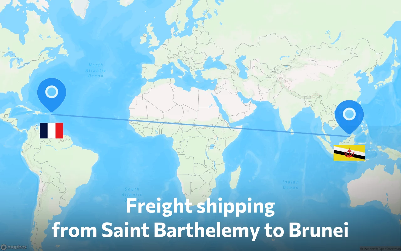 Shipping route from Saint Barthelemy to Brunei
