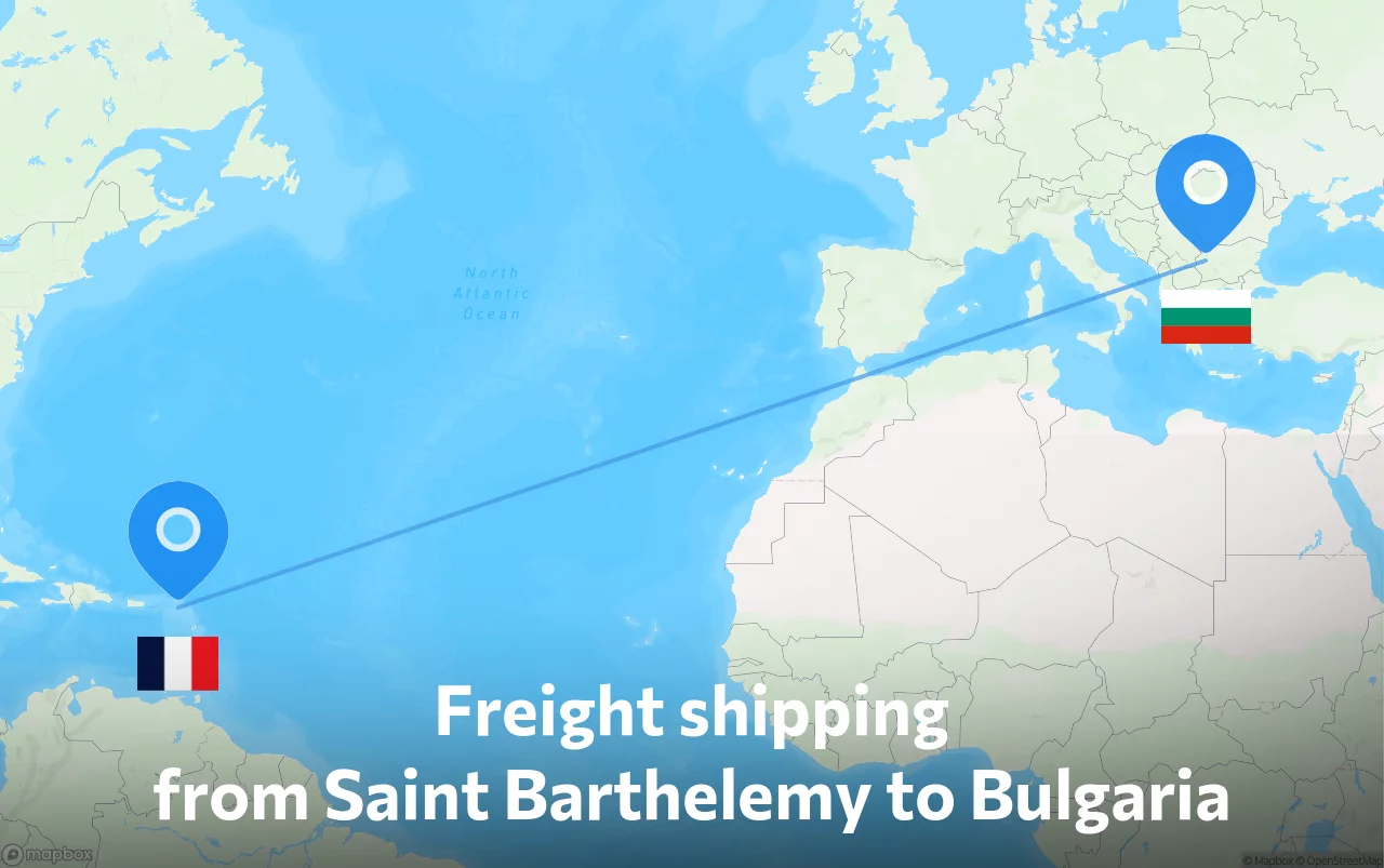 Shipping route from Saint Barthelemy to Bulgaria