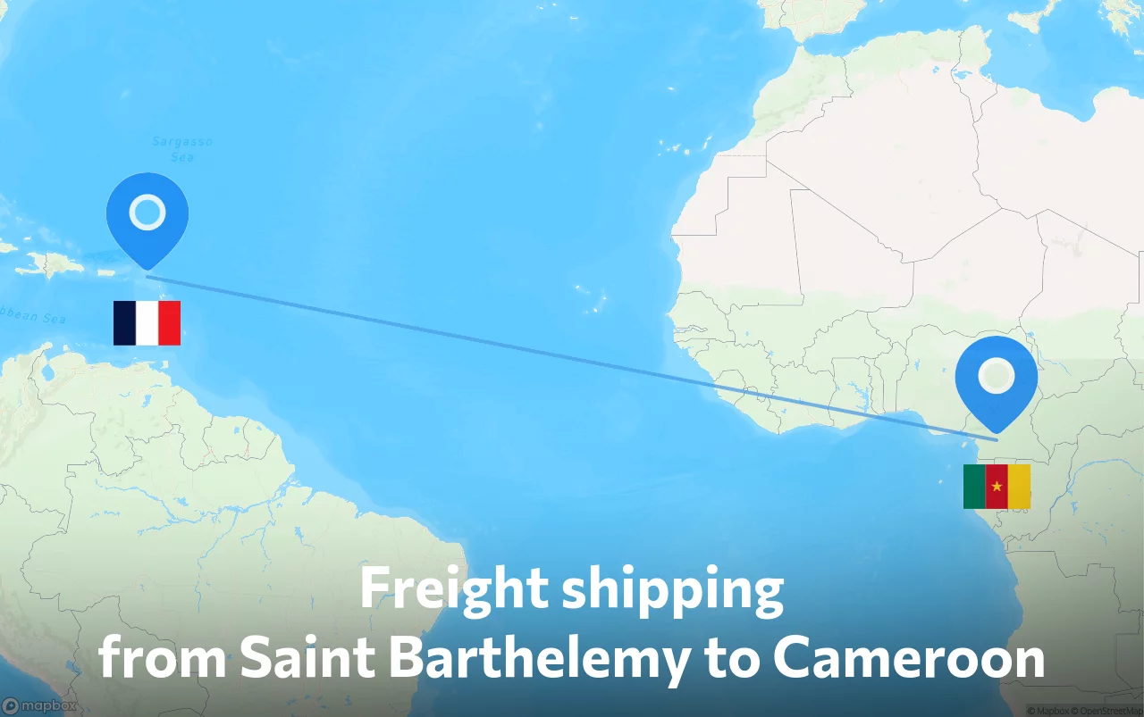 Shipping route from Saint Barthelemy to Cameroon