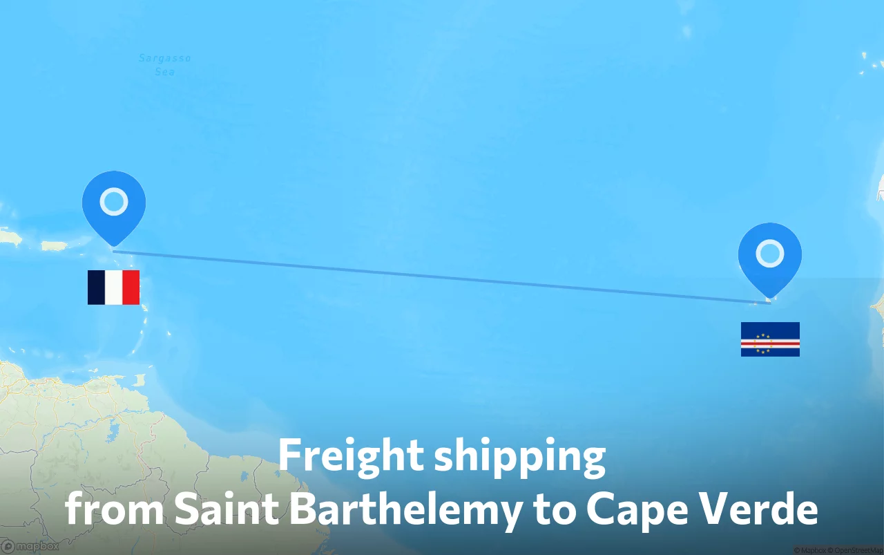 Shipping route from Saint Barthelemy to Cape Verde