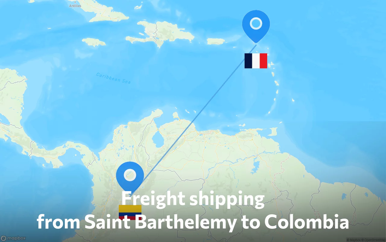 Shipping route from Saint Barthelemy to Colombia