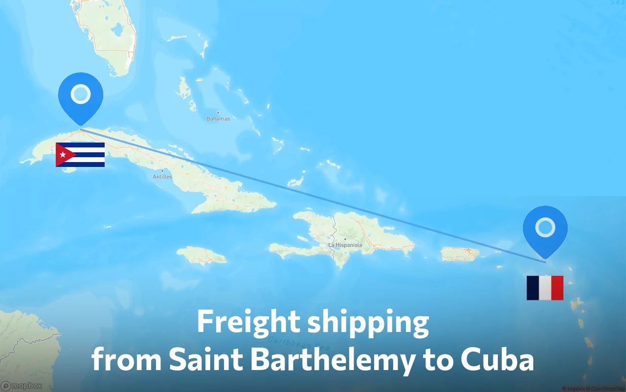 Shipping route from Saint Barthelemy to Cuba