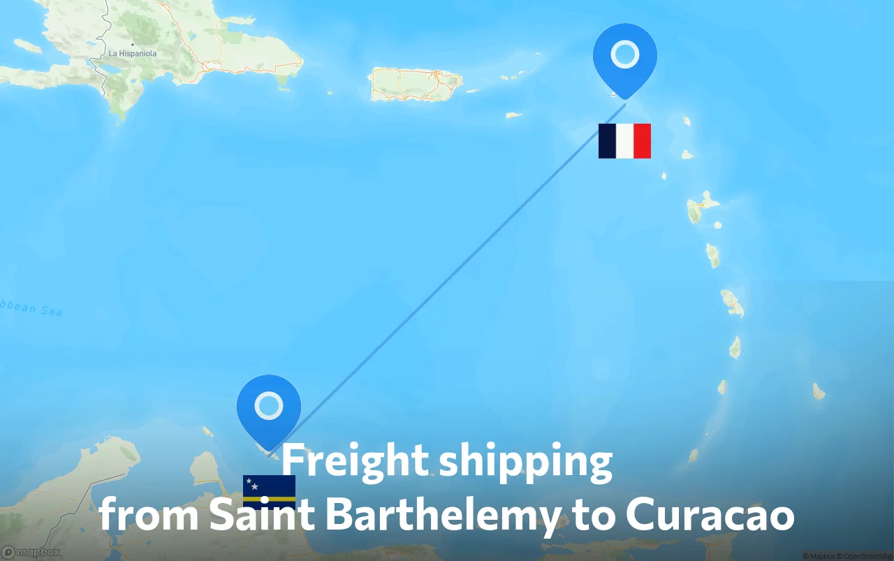 Shipping route from Saint Barthelemy to Curacao