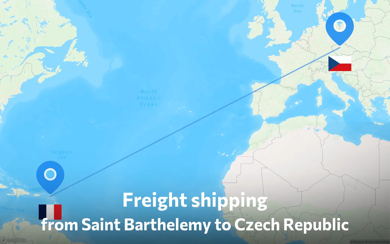 Shipping route from Saint Barthelemy to Czech Republic