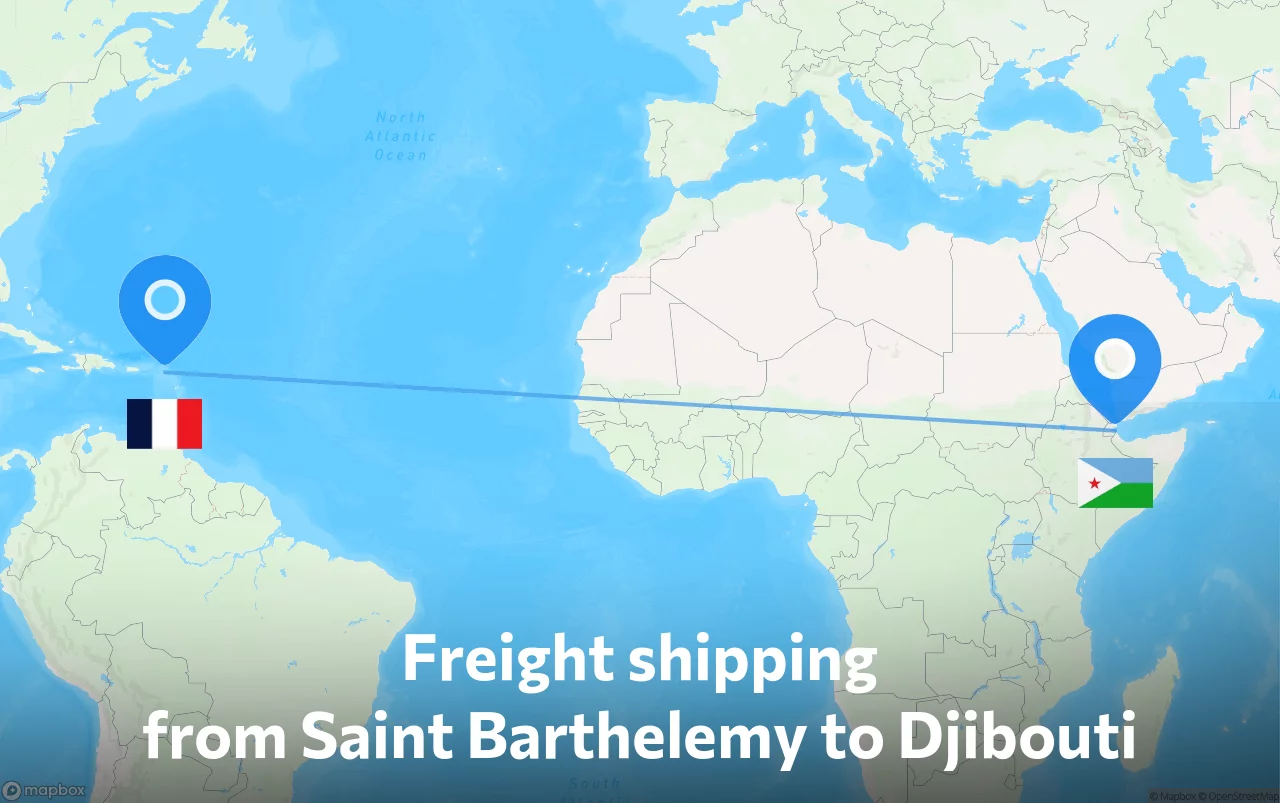 Shipping route from Saint Barthelemy to Djibouti