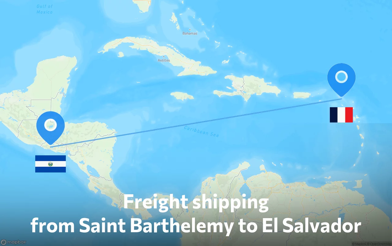 Shipping route from Saint Barthelemy to El Salvador