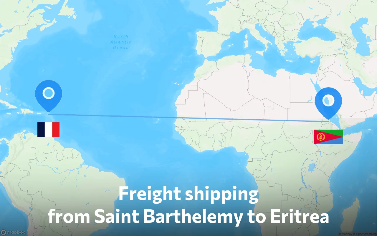 Shipping route from Saint Barthelemy to Eritrea