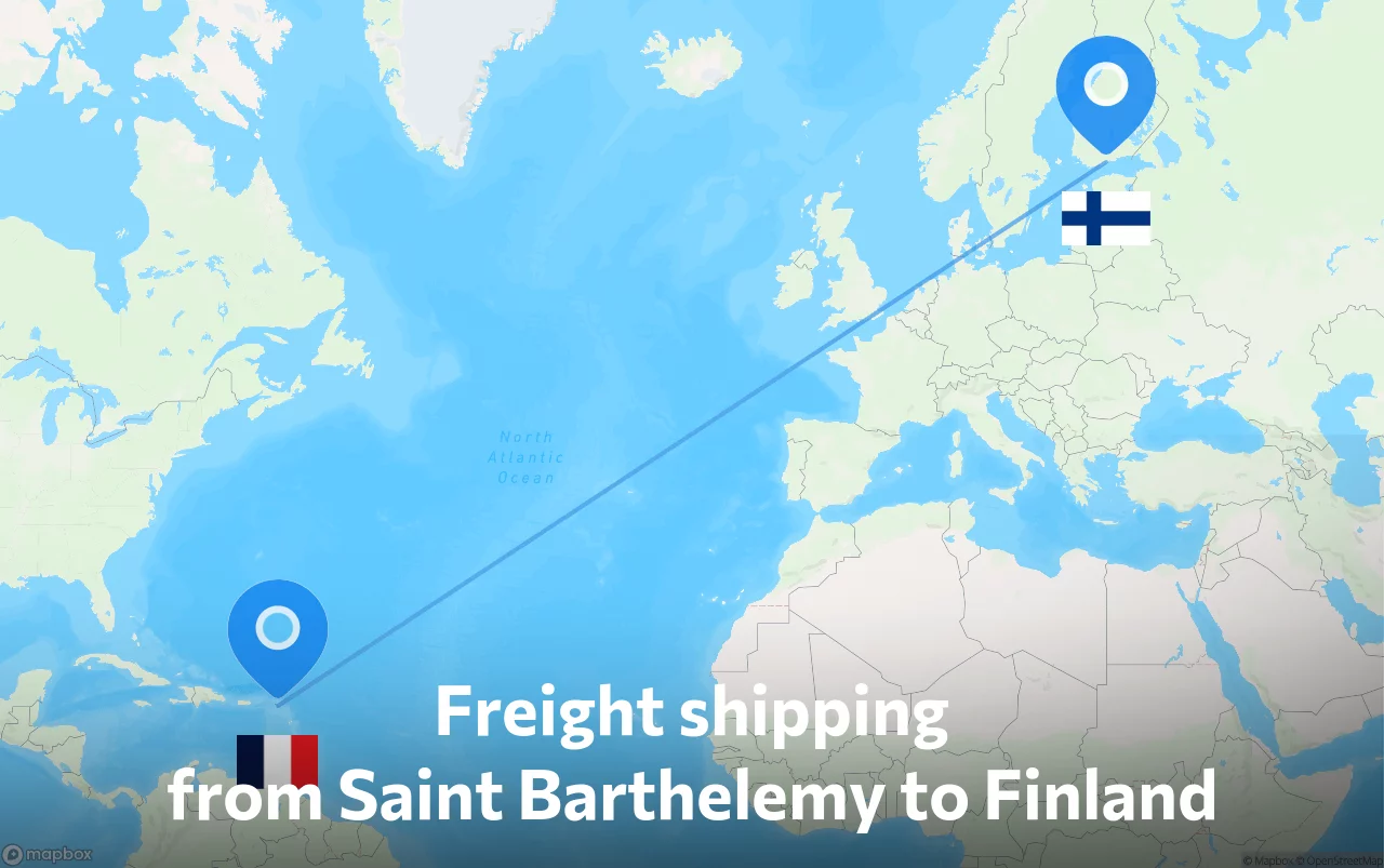 Shipping route from Saint Barthelemy to Finland