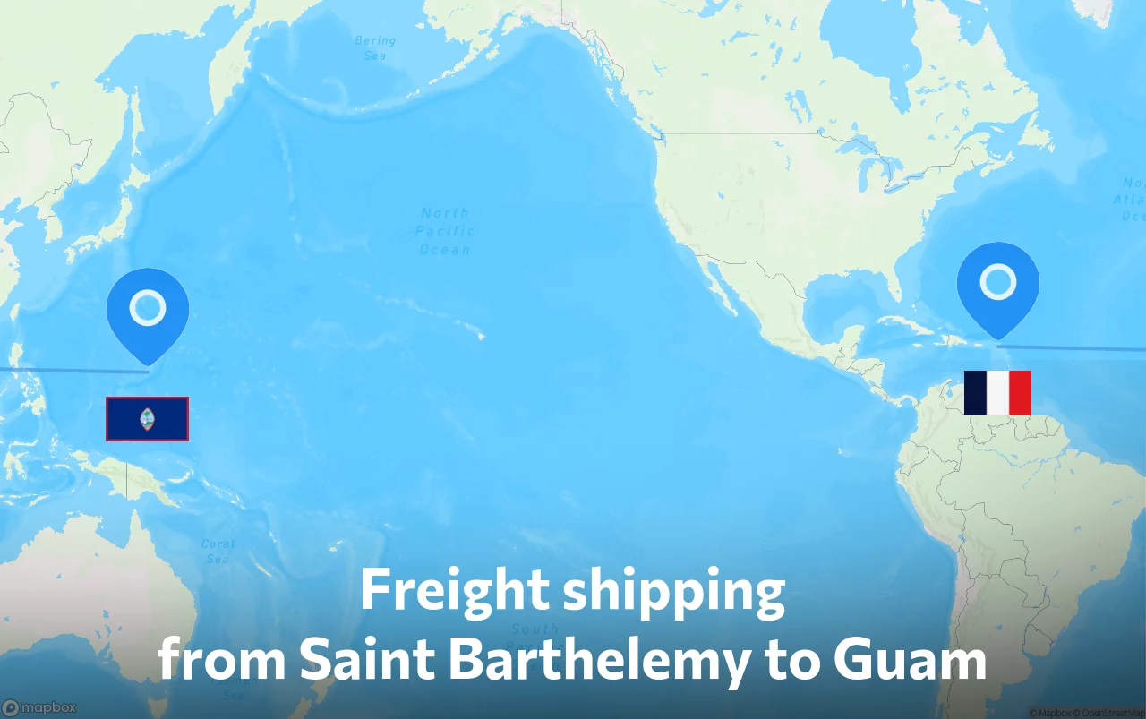 Shipping route from Saint Barthelemy to Guam