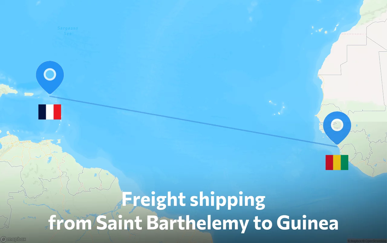 Shipping route from Saint Barthelemy to Guinea