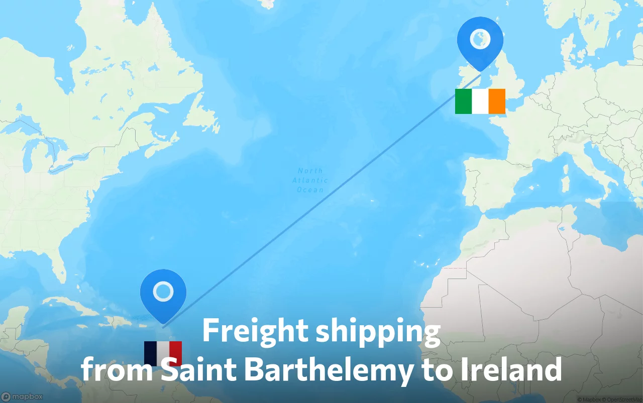 Shipping route from Saint Barthelemy to Ireland