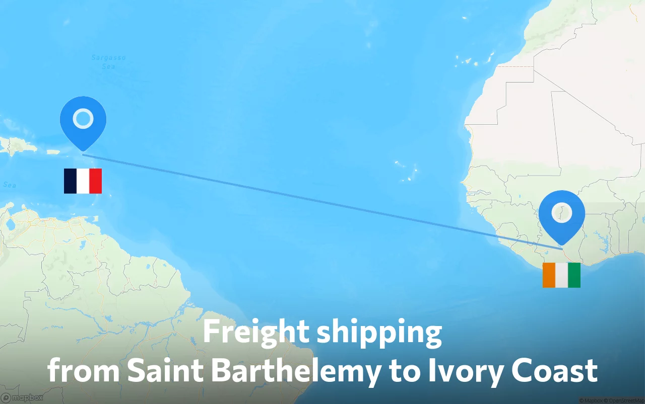 Shipping route from Saint Barthelemy to Ivory Coast