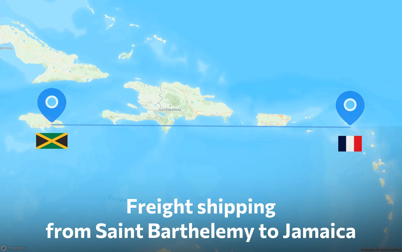 Shipping route from Saint Barthelemy to Jamaica