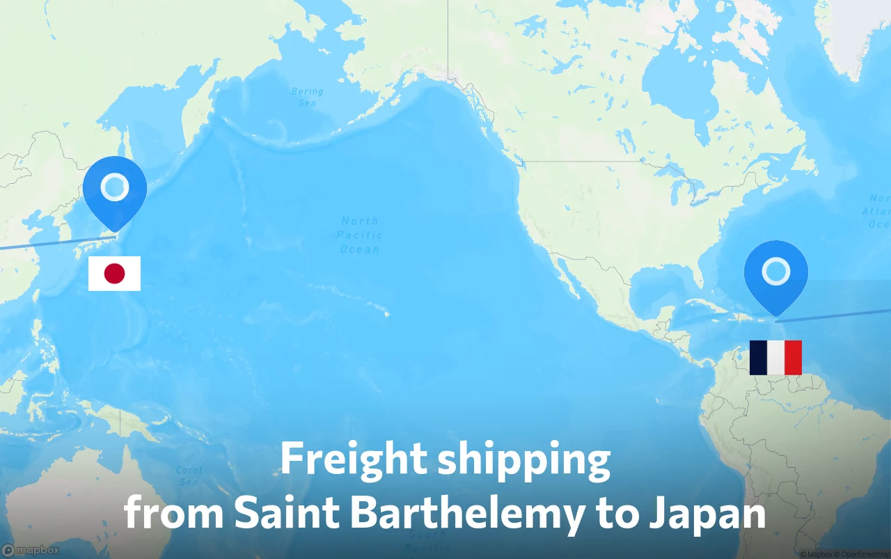 Shipping route from Saint Barthelemy to Japan