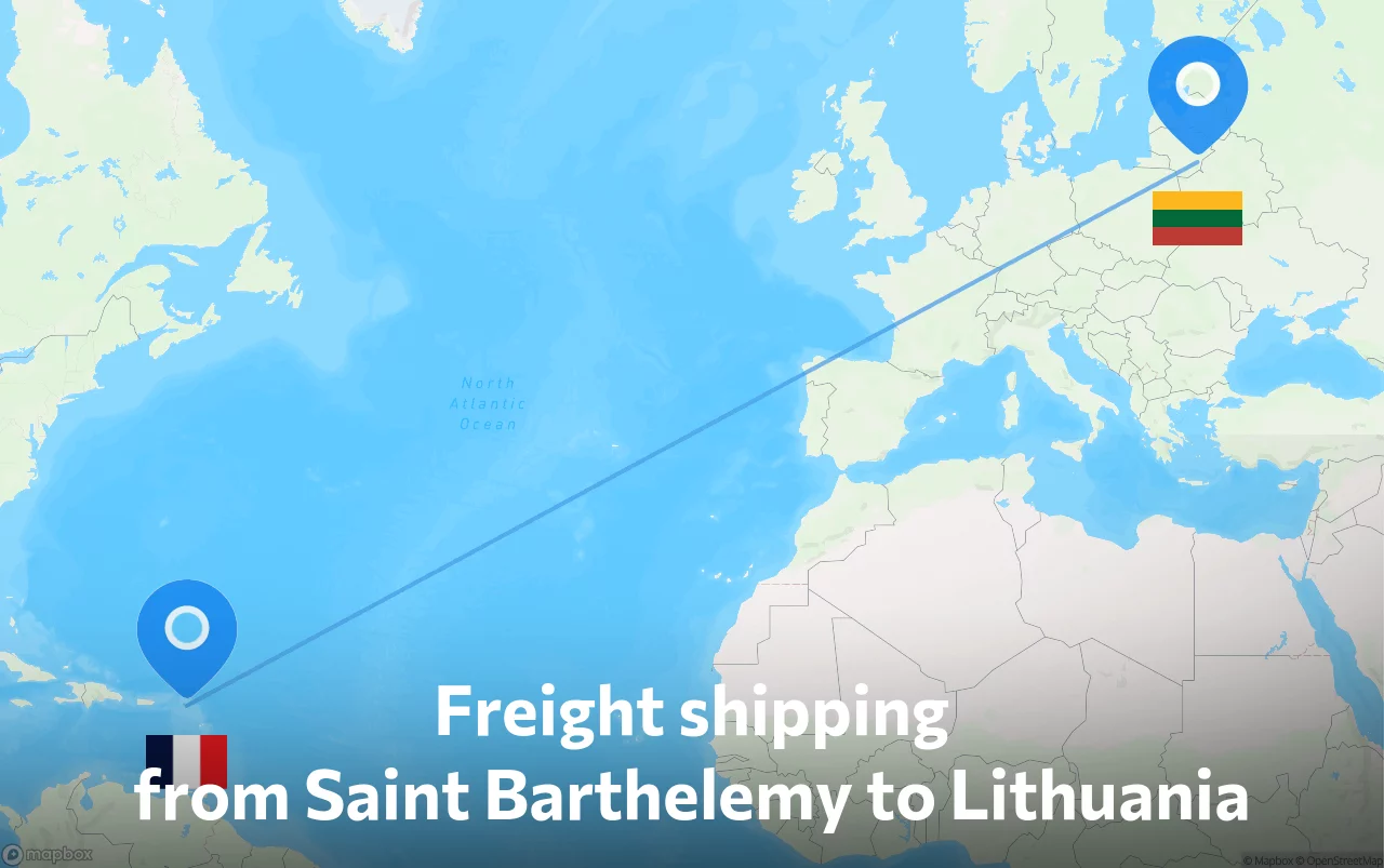 Shipping route from Saint Barthelemy to Lithuania