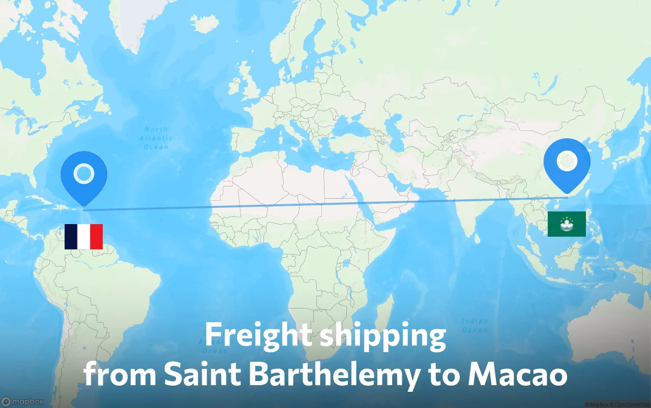 Shipping route from Saint Barthelemy to Macao