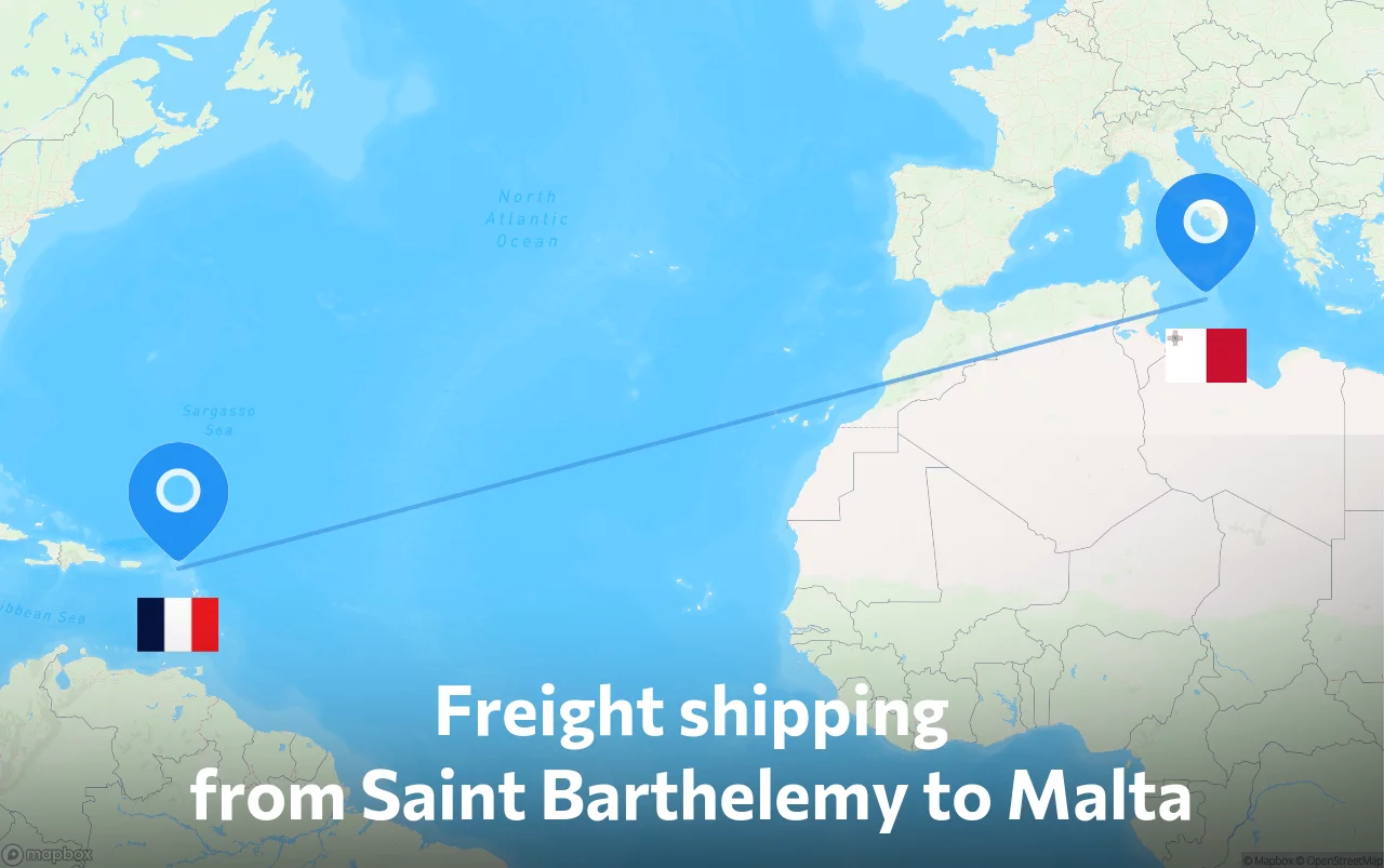 Shipping route from Saint Barthelemy to Malta