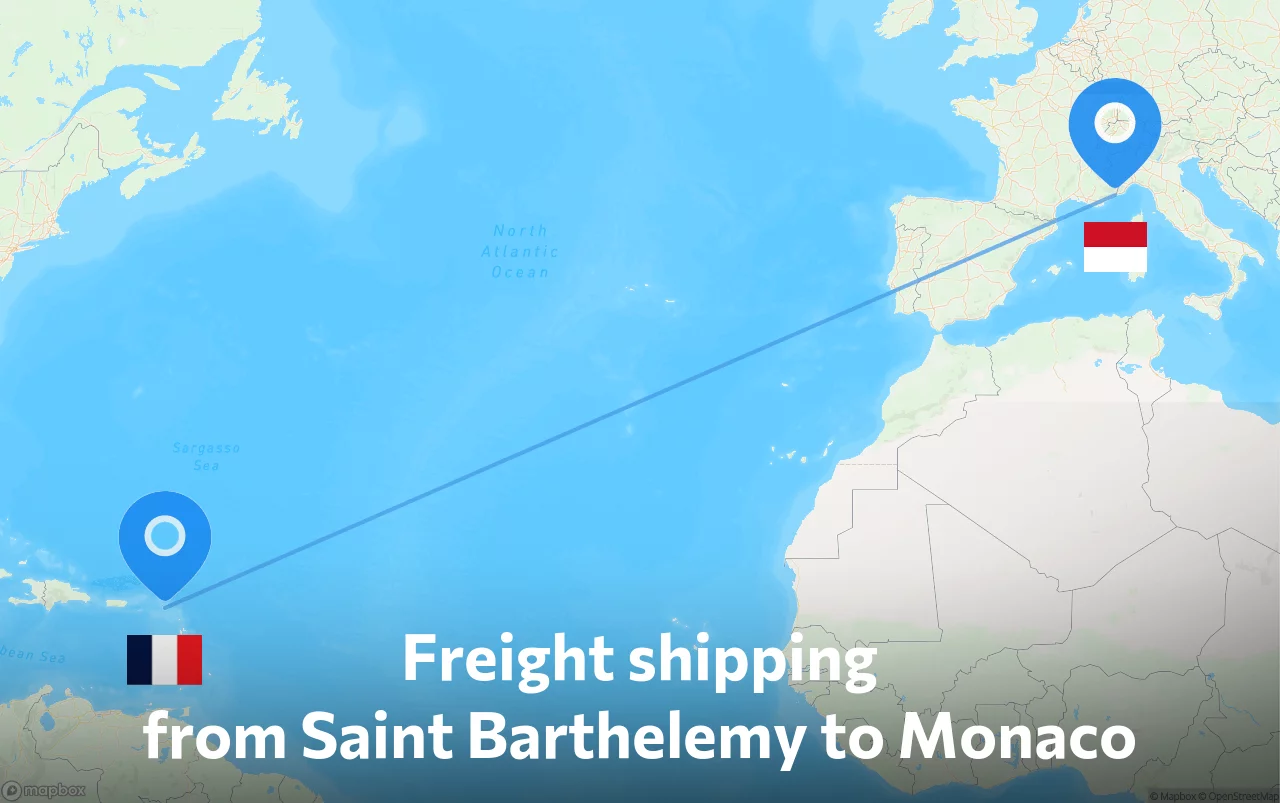 Shipping route from Saint Barthelemy to Monaco