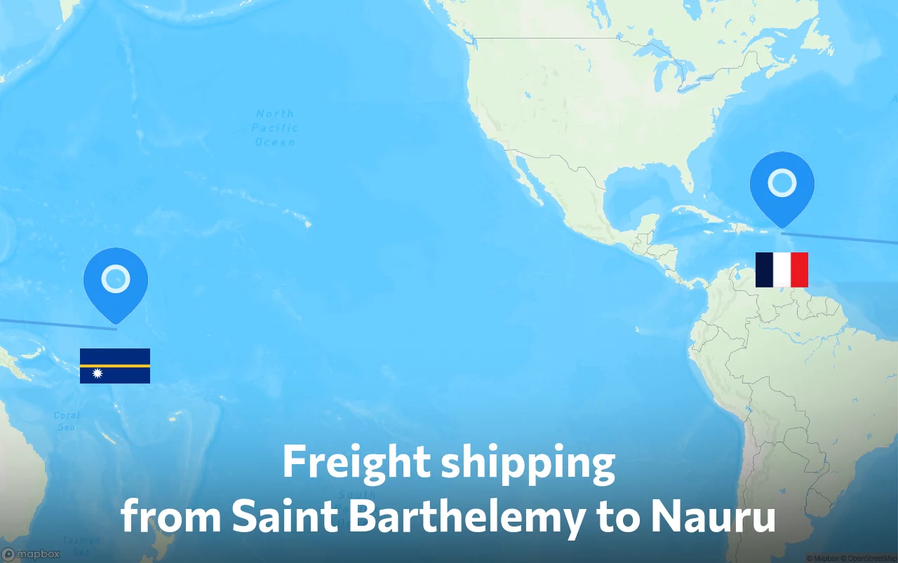 Shipping route from Saint Barthelemy to Nauru