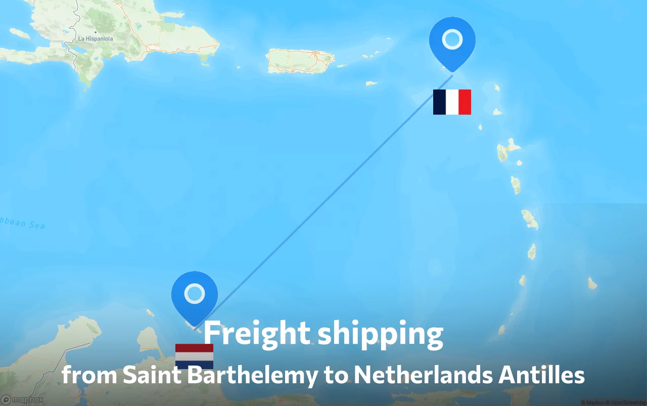 Shipping route from Saint Barthelemy to Netherlands Antilles