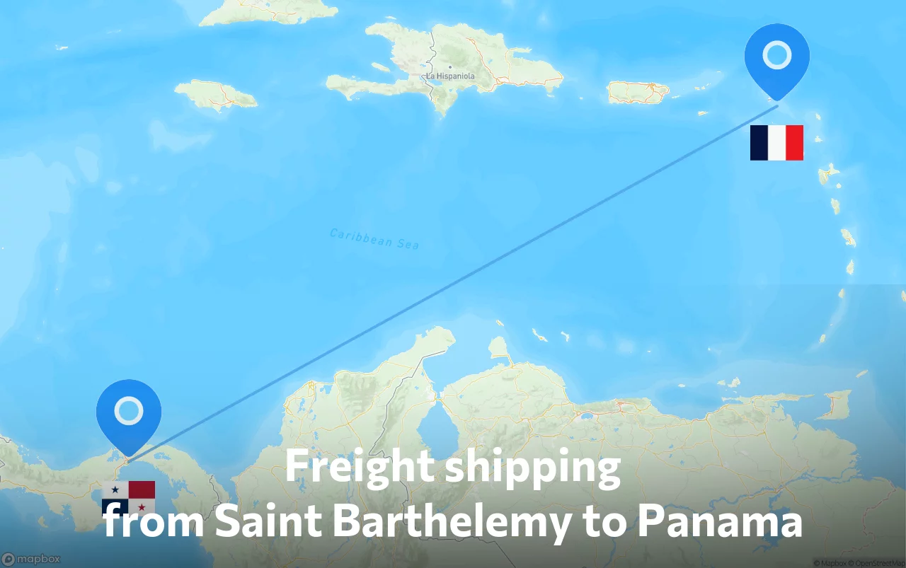 Shipping route from Saint Barthelemy to Panama