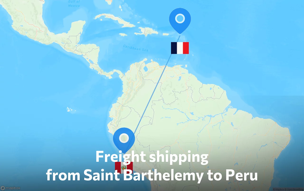 Shipping route from Saint Barthelemy to Peru
