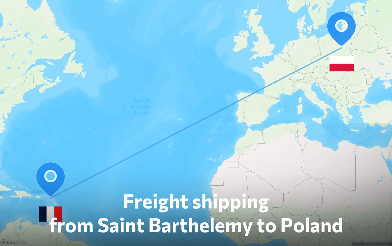 Shipping route from Saint Barthelemy to Poland